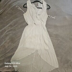 Iz Byer Womans Large White Dress Summer Sheath Light Airy Barbie Core Wedding